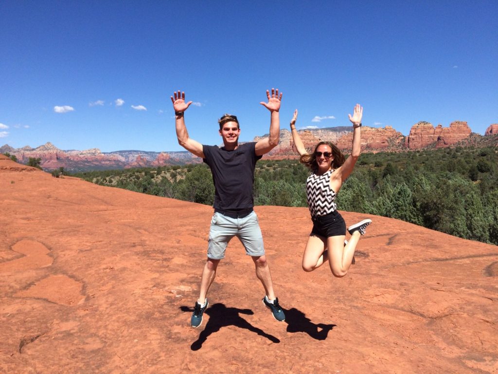 Sedona tourists jumping for joy!